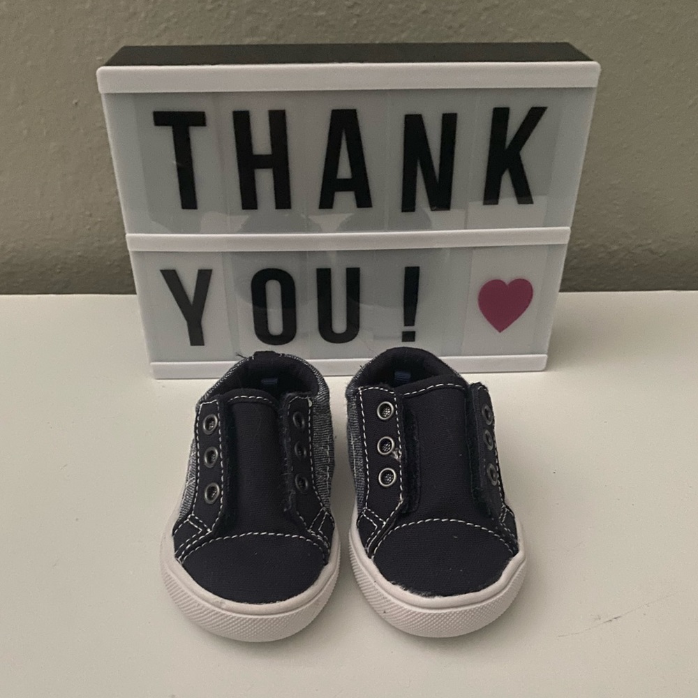 WONDER NATION Baby Boy Laceless Canvas Sneakers Size 0 - Picture 1 of 3